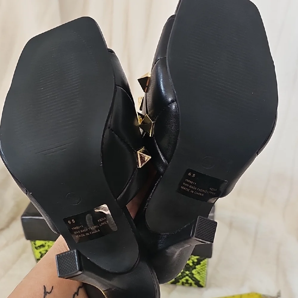 Cape Robbin Black Heels with Gold Accents